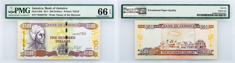 Jamaica, 500 Dollars 2011, PMG - Gem Uncirculated 66 EPQ Jamaica, 500 Dollars 20...