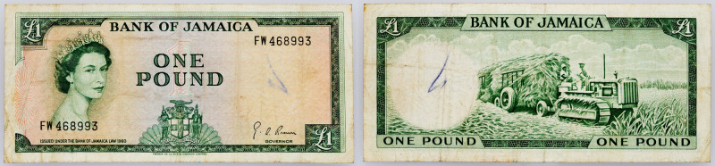 Jamaica, 1 Pound ND (1964) Jamaica, 1 Pound ND (1964), P# 51Ce, labeled | VG

...