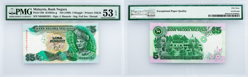Malaysia, 5 Ringgit 1989, PMG - About Uncirculated 53 EPQ Malaysia, 5 Ringgit 19...