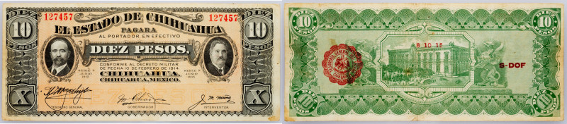 Mexico, 10 Pesos 1915 Mexico, 10 Pesos 1915, P# S535b, State of Chihuahua | VF-...