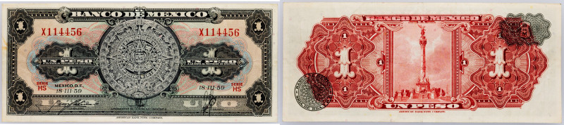 Mexico, 1 Peso 1959 Mexico, 1 Peso 1959, P# 59, 21627 | VF-

Grade: aVF