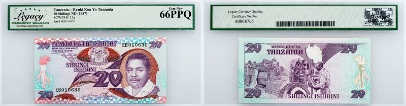 Tanzania, 20 Shilingi 1987, Legacy - Gem New 66PPQ Tanzania, 20 Shilingi 1987, P...