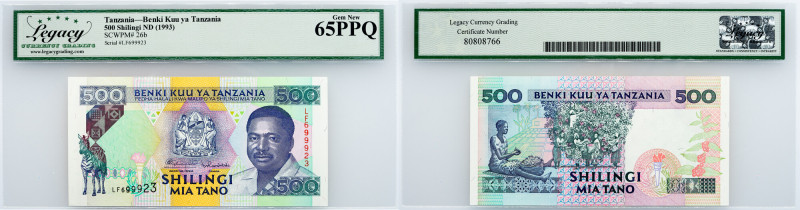 Tanzania, 500 Shilingi 1993, Legacy - Gem New 65PPQ Tanzania, 500 Shilingi 1993,...