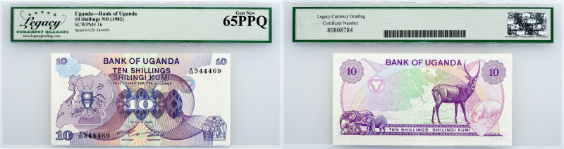 Uganda, 10 Shillings 1982, Legacy - Gem New 65PPQ Uganda, 10 Shillings 1982, P# ...