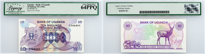 Uganda, 10 Shillings 1982, Legacy - Very Choice New 64PPQ Uganda, 10 Shillings 1...