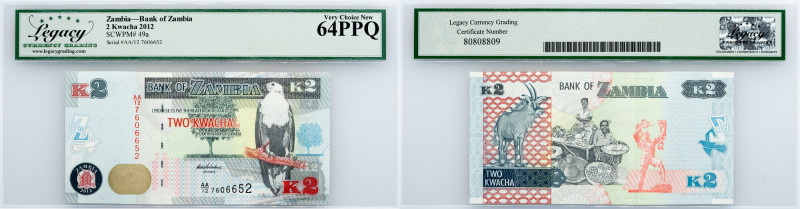 Zambia, 2 Kwacha 2012, Legacy - Very Choice New 64PPQ Zambia, 2 Kwacha 2012, P# ...