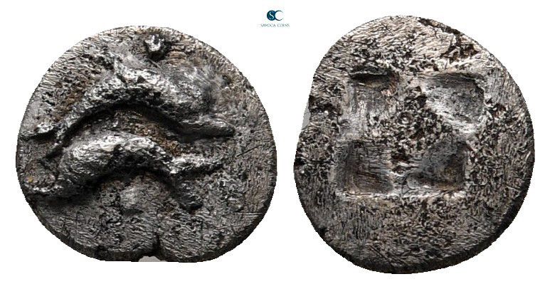 Islands off Thrace. Thasos circa 500-411 BC. 
Hemiobol AR

8 mm, 0,42 g


...