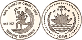 Bangladesh 1 Taka 1992
KM# 14, N# 41802; Silver., Proof; 25th Olympic Games Barcelona '92; Mintage 40000 pcs.