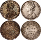 British India 2 x 1 Rupee 1891 - 1919
KM# 492, 524; Silver; Victoria & George V; VF-XF