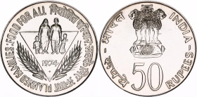India 50 Rupees 1974 ♦
KM# 255, N# 27598; Silver; FAO - Planned Families; Bombay Mint; UNC