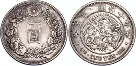 Japan 1 Yen 1886 (19)
Y# A25.2, N# 129442; Silver; Meiji; AUNC, Nice Toning