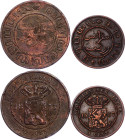 Netherlands East Indies 1 & 2-1/2 Cents 1857
KM# 307.2, 308; Copper; Willem III; XF