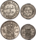 Netherlands East Indies 1/10 & 1/4 Gulden 1918 - 1945
KM# 311, 319; Silver; Wilhelmina I; VF-AUNC
