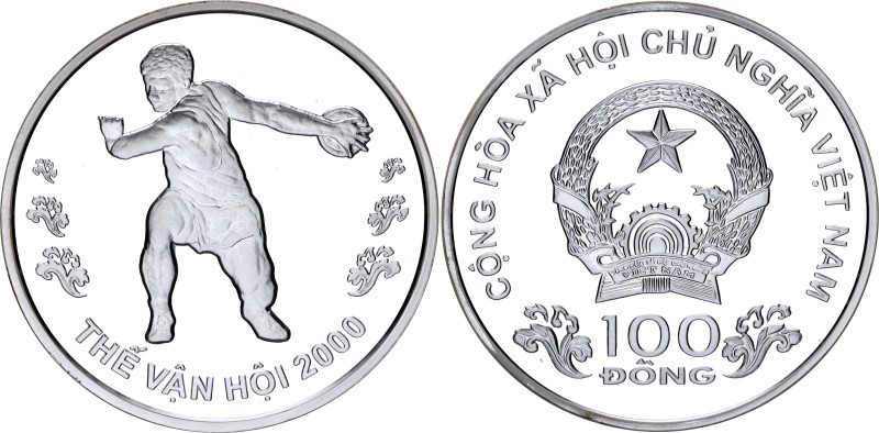 Vietnam 100 Dong 2000
KM# 79, Schön# 120, N# 69343; Silver., Proof; Summer Olym...