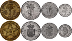 Belgian Congo Ruanda-Urundi Set of 4 Coins 1952 - 1959
KM# 1 - 4; Aluminium & Brass; U.N. Trust Territory; XF-AUNC