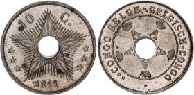 Belgian Congo 10 Centimes 1911
KM# 18, N# 3167; Copper-nickel; Albert I; Brussels Mint; UNC