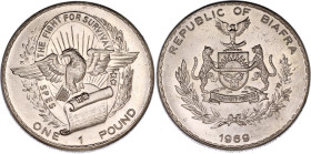 Biafra 1 Pound 1969
KM# 6, N# 32563; Coin alignment; Silver; UNC with minor hairlines