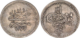 Egypt 10 Para 1871 AH 1277//11
KM# 243, N# 90678; Billon; Abdulaziz; XF