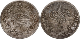 Egypt 10 Qirsh 1903 AH 1293//29 H
KM# 295, N# 22064; Silver; Abdul Hamid II; VG