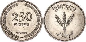Israel 250 Pruta 1949 JE 5709 •
KM# 15, N# 2048; Copper-nickel; Kings Norton Metal Company Mint, Birmingham; AUNC