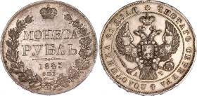 Russia 1 Rouble 1843 СПБ АЧ
Bit# 202, N# 16514; Wreath 8 elements; Silver 20.86 g.; Nicholas I; XF