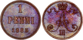 Russia - Finland 1 Penny 1883
Bit# 251, Conros# 489/15; Copper 1.31 g.; UNC with nice toning