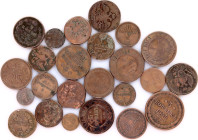 Russia Lot of 24 Coins 1731 - 1915
Copper, total weight 225.88 g.; Various denominations, years & Rulers; VF/AUNC