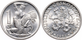 Czechoslovakia 1 Koruna 1923
KM# 4, Schön# 7, N# 1225; Copper-nickel; Kremnitz Mint; AUNC