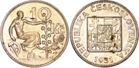 Czechoslovakia 10 Korun 1931
KM# 15, N# 7797; Silver; AUNC with hairlines & nice toning