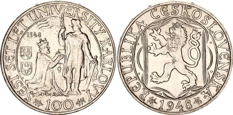 Czechoslovakia 100 Korun 1948
KM# 26, Schön# 33, N# 6515; Silver; 600th Anniver...