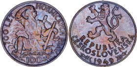 Czechoslovakia 100 Korun 1949
KM# 29, N# 12651; Silver; 700th Anniversary of Jihlava Mining Privileges; UNC with patina