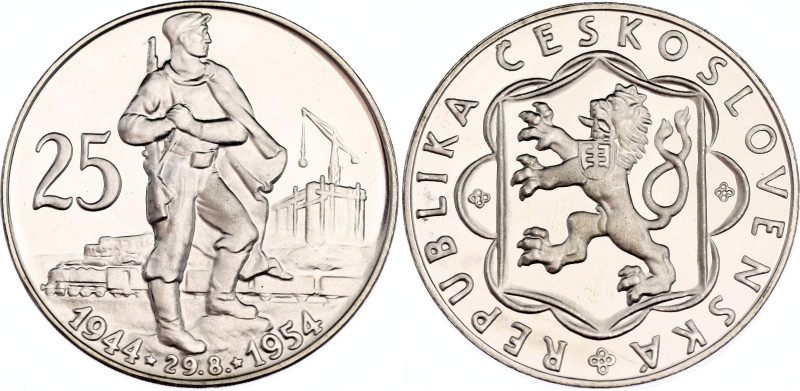 Czechoslovakia 25 Korun 1954 Proof
KM# 41, N# 24050; Silver., Proof; 10th Anniv...