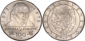 Czechoslovakia 100 Korun 1972 Pattern NGC UNC
N# 116248; Silver; Andrej Sladkovič; Mintage 1500 pcs only!; NGC UNC Det. cleaned