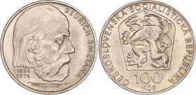 Czechoslovakia 100 Korun 1974
KM# 82, N# 12653; Silver; 150th Anniversary of Bedřich Smetana; UNC