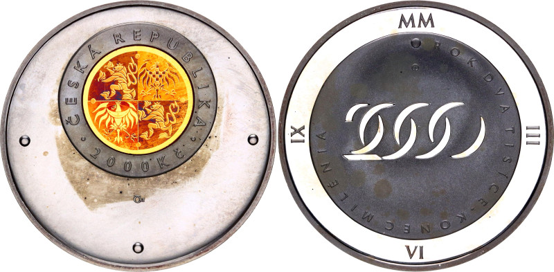 Czech Republic 2000 Korun 2000
KM# 44, N# 67056; Bimetallic: Gold (.9999) cente...