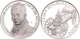 Czech Republic 200 Korun 2015
KM# 155, N# 78500; Silver., Proof; 200th Anniversary of the Introduction of the Steam Car by Josef Božek; Mintage 10600...