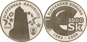 Slovakia 1000 Korun 2008
N# 28298; Silver., Proof; Farewell To The Slovak Koruna; Mintage 22000
