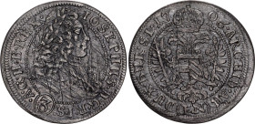 Bohemia Silesia 3 Kreuzer 1706 FN
KM# 687, N# 18843; Silver; Josef I; Mint Breslau (modern-day Wroclaw, Poland); VG, Scratches