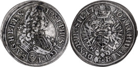 Bohemia Silesia 3 Kreuzer 1710 CB
KM# 690, N# 47285; Silver; Josef I; Mint Brieg )modern-day Brzeg, Poland)