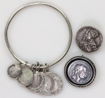 Austria - Hungary Lot of 3 Silver Decorations 20 -th Century
Silver, total weight 55.85 g.; Lot of 2 silver brooches an 1 silver bracelet with 6 coin...