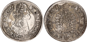 Hungary 15 Krajczar 1676 KB
KM# 175, ÉH# 1058, N# 29658; Silver; Leopold I; Kremnitz Mint; VF-XF