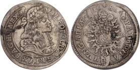 Hungary 15 Krajczar 1680 KB
KM# 175, N# 189281; Silver; Leopold I; VF