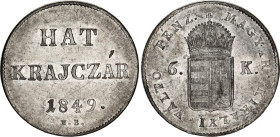 Hungary 6 Krajczar 1849 NB
KM# 435, N# 34258; Billon; War of Independence; XF+