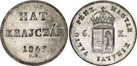 Hungary 6 Krajczar 1849 NB
KM# 435, N# 34258; Silver; War of Independence; Baia Mare, Romania mint; AUNC