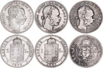 Hungary 3 x 1 Forint 1879 - 1890
KM# 453, 465, 475; Silver; Franz Joseph I; F/VF