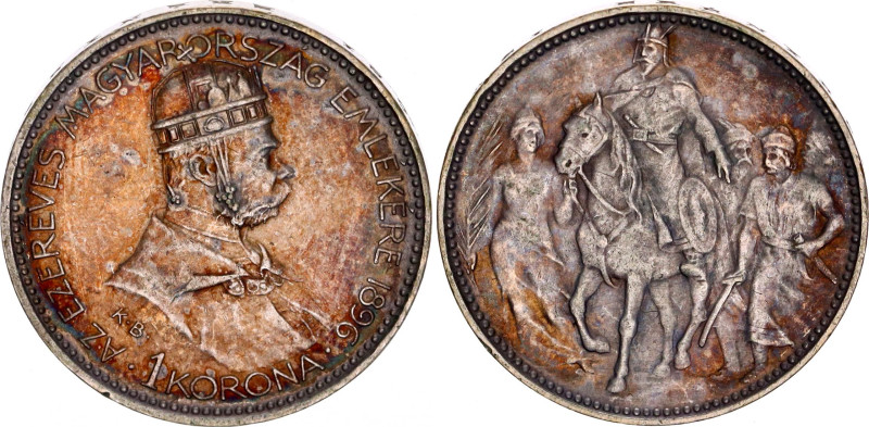 Hungary 1 Korona 1896 KB
KM# 487, ÉH# 1496, H# 2215, Adamo# K5.2, N# 15758; Sil...