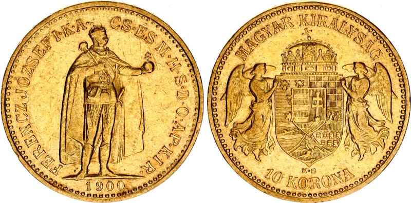 Hungary 10 Korona 1900 KB
KM# 485; Gold (.900) 3.39 g.; Franz Joseph I; Mint: K...