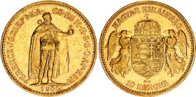Hungary 10 Korona 1900 KB
KM# 485; Gold (.900) 3.39 g.; Franz Joseph I; Mint: Kremnitz; Mintage 227,572; AUNC