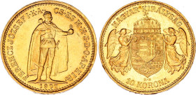 Hungary 10 Korona 1907 KB
KM# 485, N# 10813; Gold., 3.39 g.; Franz Joseph I; Mint: Kremnitz; Mintage 752,217; XF+.