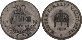 Hungary 20 Filler 1916 KB
KM# 498, N# 4123; Karl IV; UNC